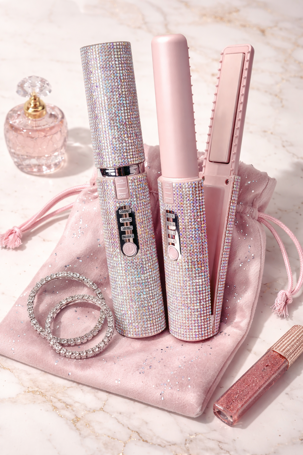 Travel Pressed™ Bling Wireless Portable Hair Straightener